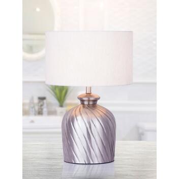 Tischlampe Nachttischlampe ø 30 x H 52cm Dekolampe Metallsockel silber