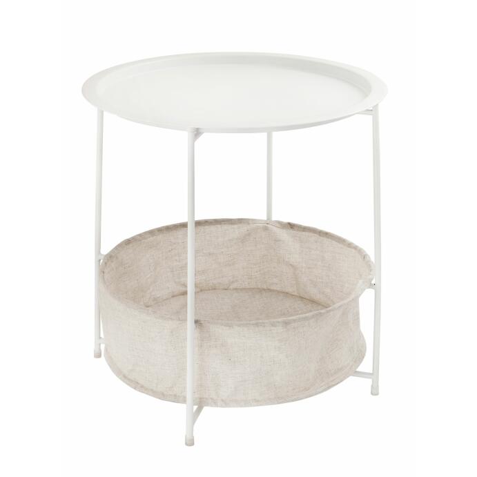 Beistelltisch Metall + Ablagefach Gartentisch Balkon Tisch Terasse Ø 47 H 51