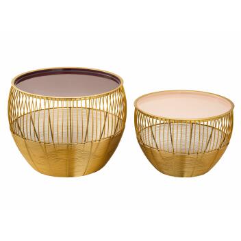 Beistelltisch 2er Set Dekotische Sofatisch Glamira Couchtisch purple-rose