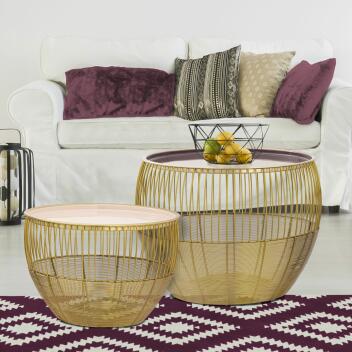 Beistelltisch 2er Set Dekotische Sofatisch Glamira Couchtisch purple-rose