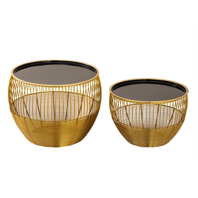 Beistelltisch 2er Set Dekotische Sofatisch Glamira Couchtisch gold schwarz