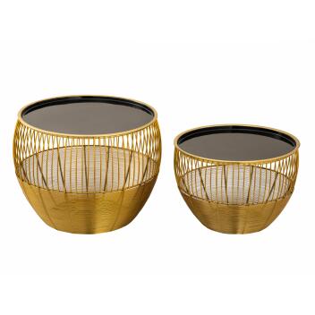 Beistelltisch 2er Set Dekotische Sofatisch Glamira Couchtisch gold schwarz