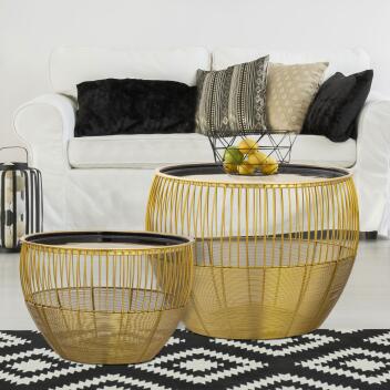 Beistelltisch 2er Set Dekotische Sofatisch Glamira Couchtisch gold schwarz