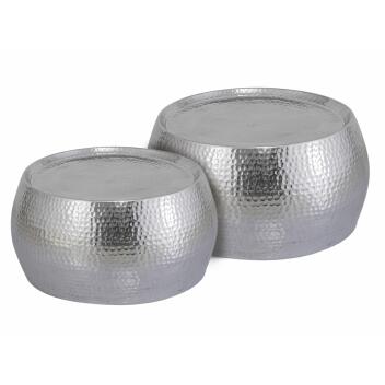Couchtisch 2er Set Dakar rund silber o. gold Aluminium gehämmert