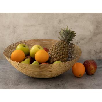 Obstschale Drahtstruktur Brotkorb Obstkorb Metall rund gold Ø 40 cm