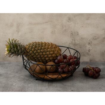 Obstkorb Set 2 Stück Brotkorb Obstschale rund ø 28 H 10 cm Metall schwarz