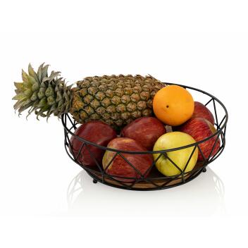 Obstkorb 12-teilig Brotkorb ø 28 cm Obstschale rund Metall schwarz