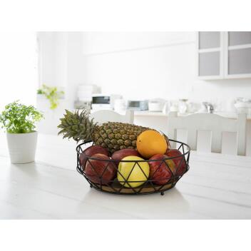Obstkorb 12-teilig Brotkorb ø 28 cm Obstschale rund Metall schwarz