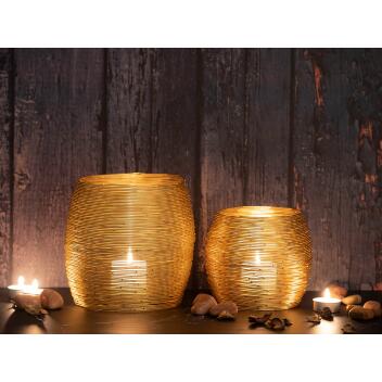 Teelichthalter 12-teilig Set Windlichter Kerzenständer Paris gold Kerzenhalter