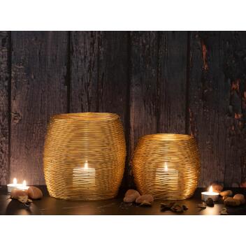 Teelichthalter 12-teilig Set Windlichter Kerzenständer Paris gold Kerzenhalter