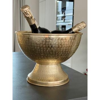 Sektkühler Weinkühler Eiskühler Sektkübel Metall ø 29 cm rund gold Aluminium