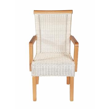 Esszimmer Stühle Set 2 Stück mit Armlehnen Rattanstühle weiß Rattan nachhaltig