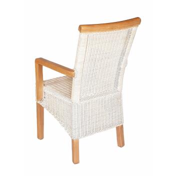 Esszimmer Stühle Set 2 Stück mit Armlehnen Rattanstühle weiß Rattan nachhaltig