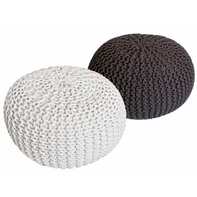 Strickhocker 2er Set Pouf Sitzpouf Sitzpuff Pouf Bodenkissen Ø 55cm