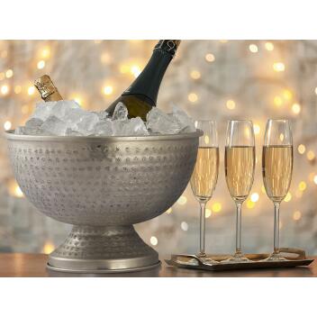 Weinkühler Flaschenkühler ø 29 cm Sektkühler rund silber gold Champagnerkühler