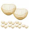 Obstschale Metall Brotkorb Set 2 Stück Obstkorb Metall schwarz/gold rund Wave