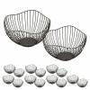 Obstschale Metall Brotkorb Set 2 Stück Obstkorb Metall schwarz/gold rund Wave