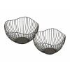 Obstschale Metall Brotkorb Set 2 Stück Obstkorb Metall schwarz/gold rund Wave