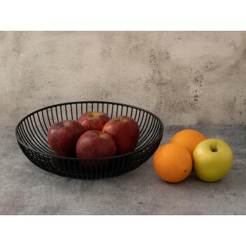 Brotkorb 12-teilig Metall ø 28 x 7 cm Obstschale rund Brotkorb schwarz o. silber
