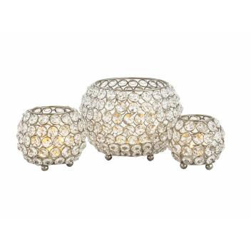 Kerzenhalter 24-teilig Set 3 x 8 VE Teelichthalter Crystal Kerzenständer