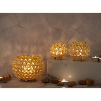 Kerzenhalter 24-teilig Set 3 x 8 VE Teelichthalter Crystal Kerzenständer