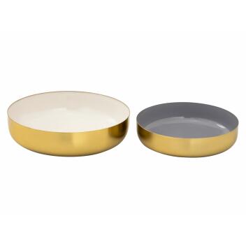 Deko Schale 2er Set rund ø 22 Knabberschale Glam hochwertig Metall Emaille gold