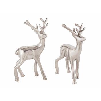 Deko Figur Hirsch 2er Set Tischdekoration Tierfigur silber o. gold Aluminium
