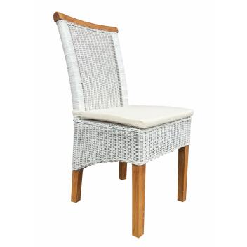 Esszimmer Stühle Set Rattanstühle Perth 4 Stück weiß Korbstühle nachhaltig