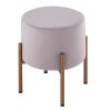 Samt Hocker 2. Wahl Sitzhocker Samt Pouf Ø 32 H 38 cm Velour mit Füßen hellgrau