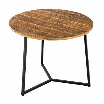 Couchtisch rund Massivholz ø 56cm Wohnzimmertisch Beistelltisch Metall