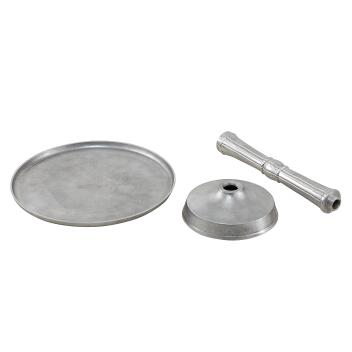 Beistelltisch Metall rund Dekotisch Adlon mit Design Mittelfuß Aluminium silber