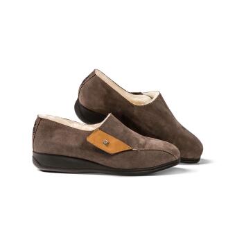 Fellhof Pantoffel Hausschuhe COMODA Herren dunkelbraun...