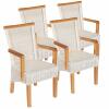 Esszimmer Stühle Set mit Armlehnen 4 Stück Rattanstühle weiß nachhaltig