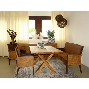 Esszimmer Stühle Set 4 Stück Rattan Bilbao Polstersessel prairie brown