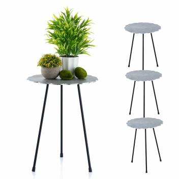 Beistelltisch Set 4-teilig Metall Dekotisch ø 35 cm rund Aluminium Silber