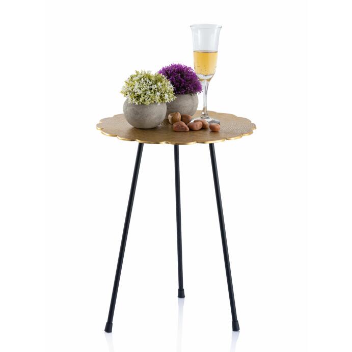 Beistelltisch Set Metall Dekotisch ø 35 cm Aluminium mit Struktur Gold