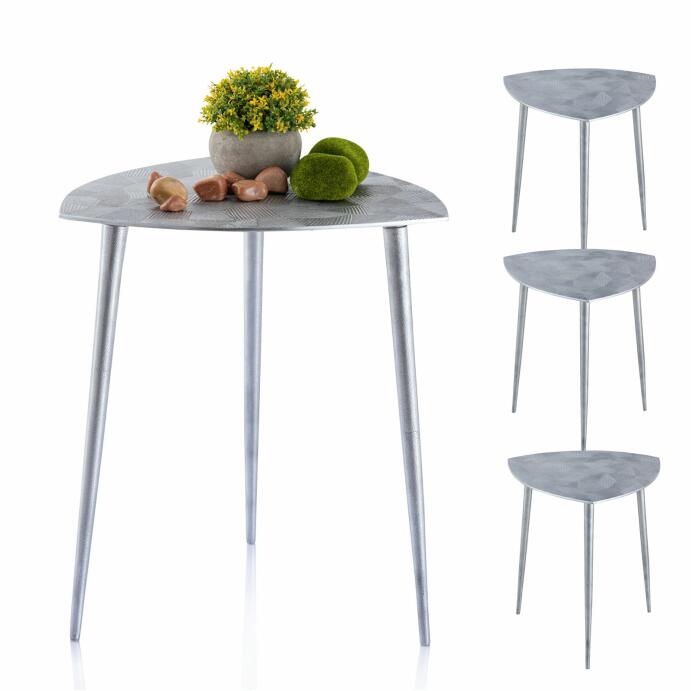 Beistelltisch Metall 4er Set Dekotisch 40cm dreieckig Aluminium silber o. gold