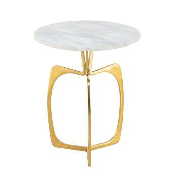 Beistelltisch Metall rund ø 45 cm Dekotisch Marmor Sohoo gold