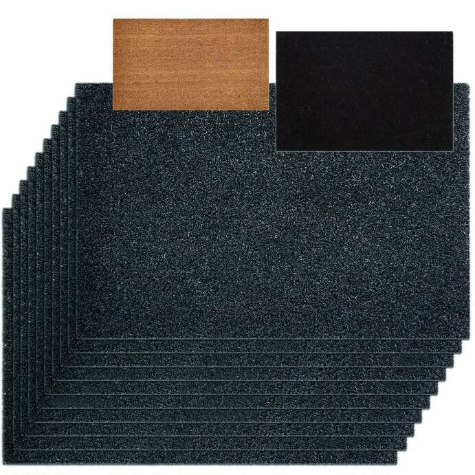 Kokosmatte 10er Set Fußmatte einfarbig Haustür 3 Farben 50 x 80 cm grau