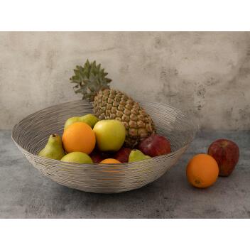Obstschale Drahtstruktur Brotkorb Obstkorb Metall rund silber Ø 40 cm