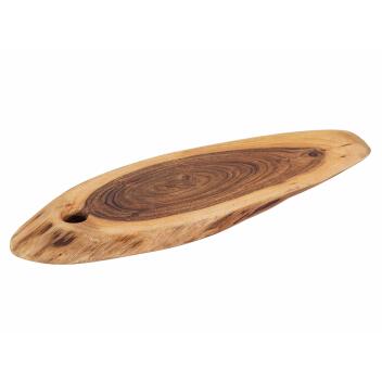 Servierbrett Baumscheibe Schneidebrett Serviertablett Akazie massiv 60 x 30 cm