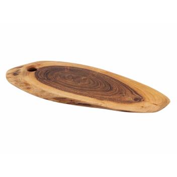 Servierbrett Baumscheibe Schneidebrett Serviertablett Akazie massiv 60 x 30 cm