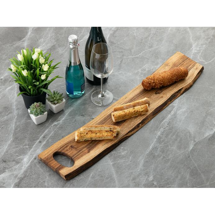 Holzbrett Servierbrett Dekotablett Thor 70x15cm Dekobrett Akazie massiv Vegan