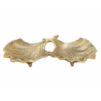 Dekoschale Schale Aluminium Ginkgo 2 Blatt gold o. silber Blattschale