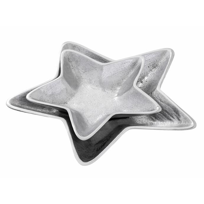 Dekoschalen 2er Set Starlight gold o. silber Weihnachtsdeko Aluminium Stern