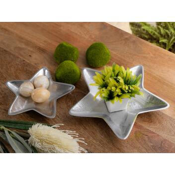 Dekoschalen 2er Set Starlight gold o. silber Weihnachtsdeko Aluminium Stern