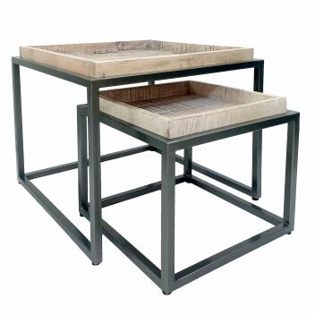 Couchtisch 2er Set quadratisch Satztisch Seattle Metall...