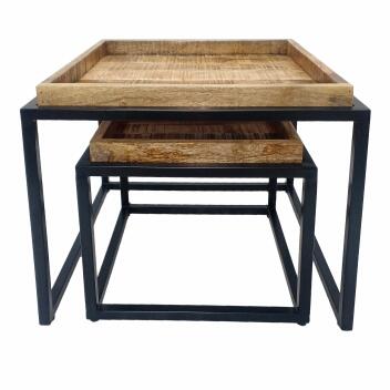 Couchtisch 2er Set quadratisch Satztisch Seattle Metall Gestell bassano