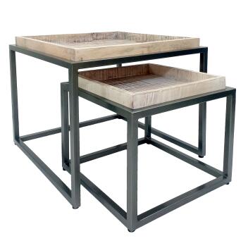 Couchtisch 2er Set quadratisch Satztisch Seattle Metall Gestell white