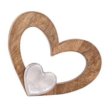 Dekofigur Herz 27x21cm Holzfigur Herzilein Mangoholz...